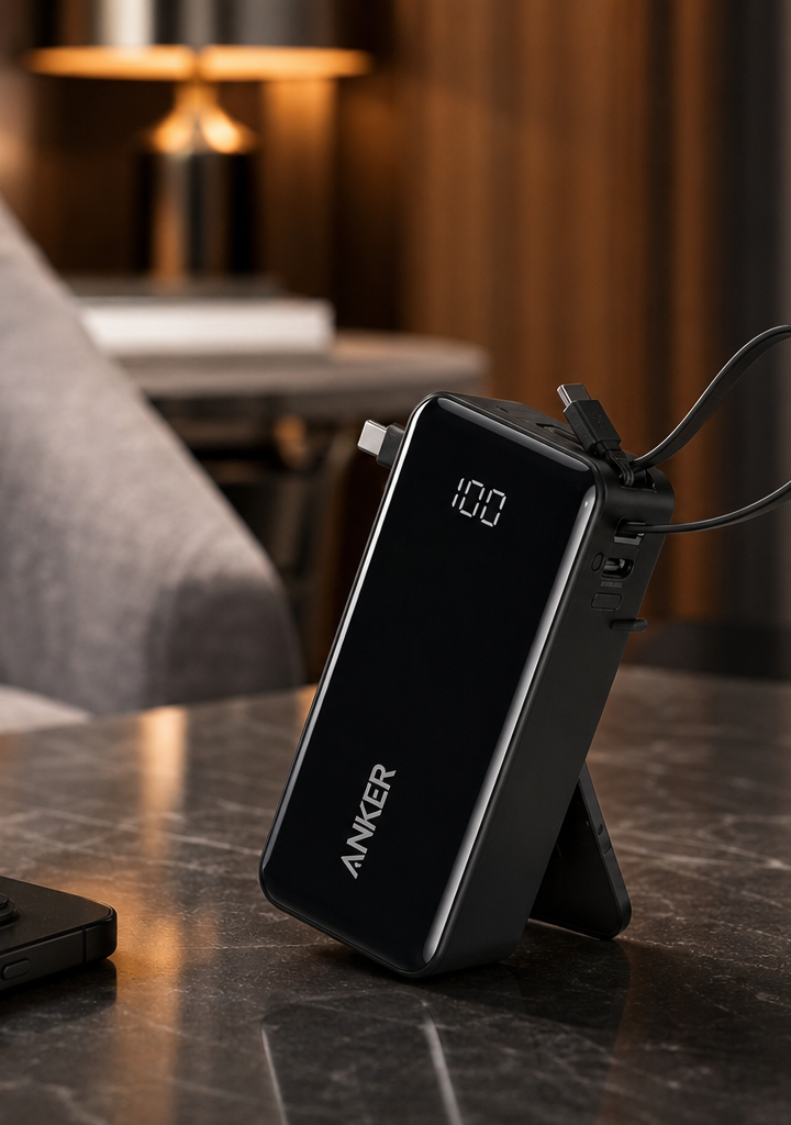 كابل USB-C مدمج في باور بانك أنكر يعمل كحزام حمل